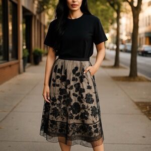 Anthropologie Lapis Dress Skirt Women's One Size Strapless‎ Gray Boho Print Tube